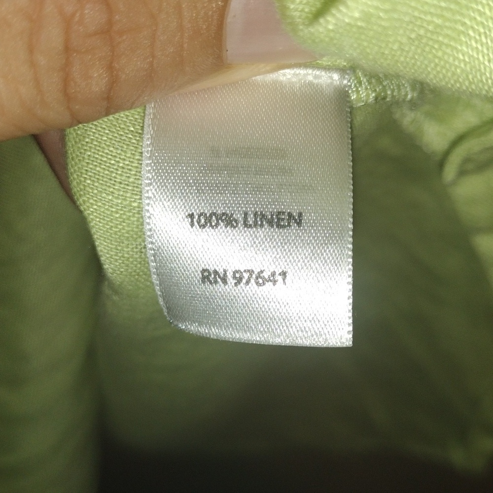J Jill 100% Linen Bright Green Button up Collared Top Lagenlook S - Picture 5 of 6
